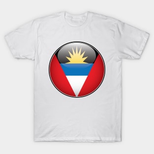 Antigua and Barbuda National Flag Glossy Button T-Shirt